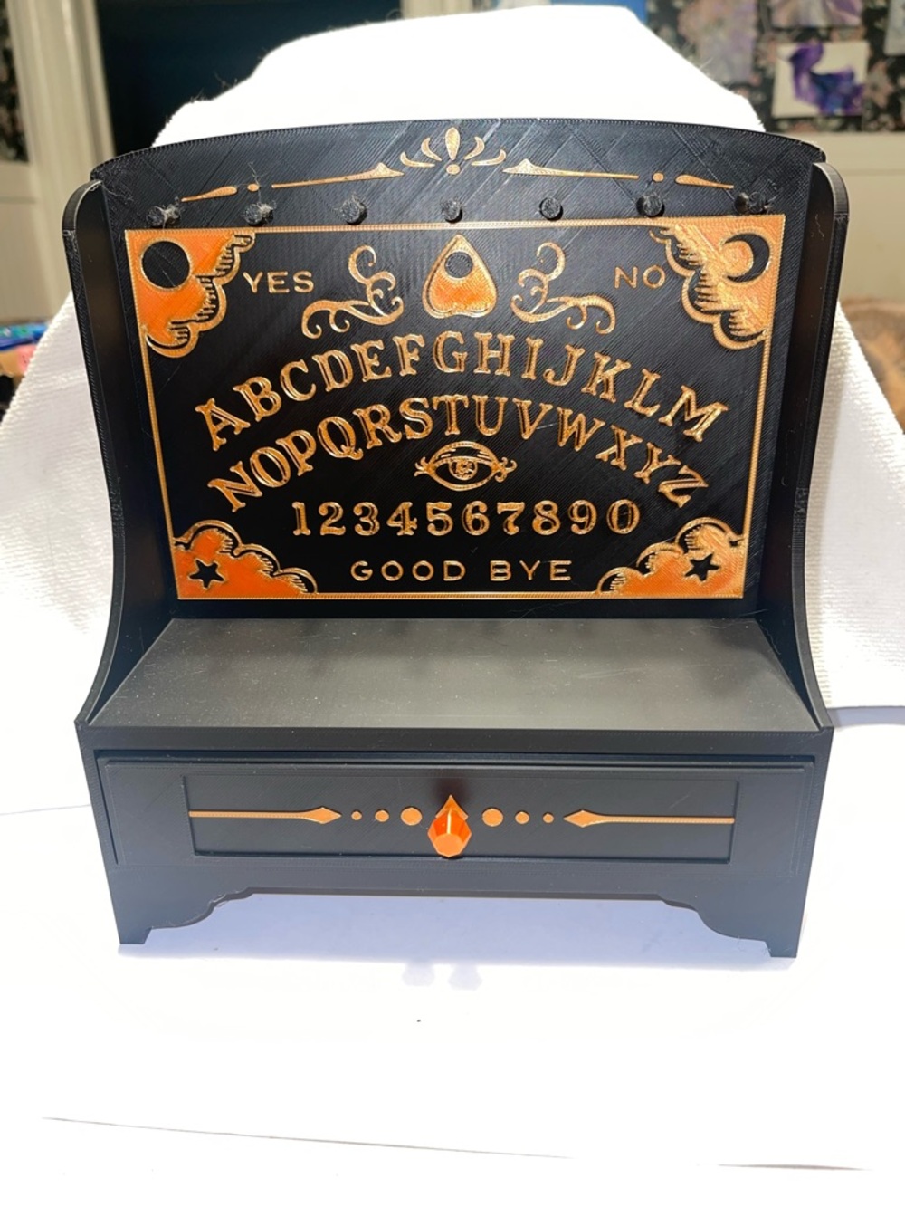 Black and Orange Ouija Board Decorative Shelf by